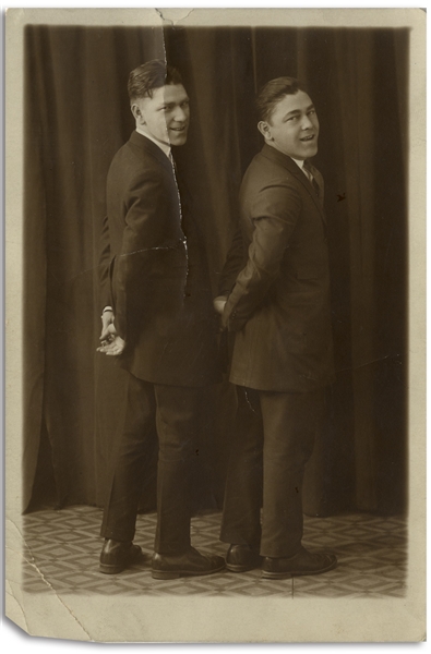 Photo of Moe & Shemp, ''on stage during their act as 'Howard and Howard''' From 1919 -- Matte Photo Measures 4.5'' x 6.5'' -- Good Condition With Tear Repaired on Verso